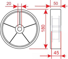 Carica l'immagine nel visualizzatore di Gallery, R180x50S/V - Ruote direttrici per transpallet
