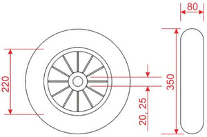 R350B.SOFT BC677 - Ruota Piena Soft 3.50/8" mm. 350x80