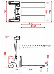 BC230.080 Carrello Elevatore Manuale con Pompa Idraulica