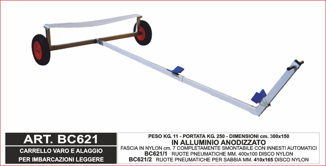 BC621 - Carrello Alagggio in Alluminio per Barche Leggere